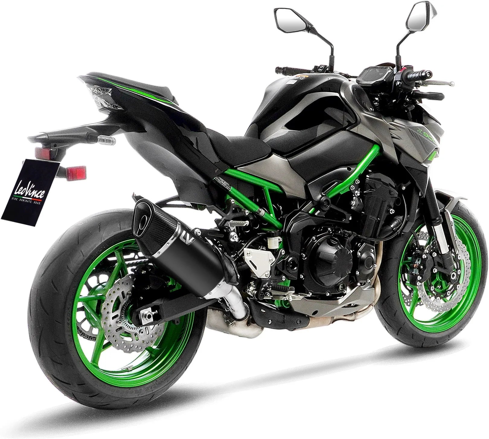 Terminale Di Scarico Senza Omologazione Suono Lv-14 R Acciaio Nero Fondello Carbonio - Leovince Compatibile Con Kawasaki Z 900 (2025-2026)