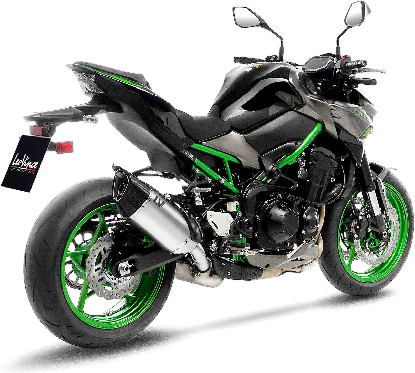 Terminale Di Scarico Senza Omologazione Suono Lv-14 R Titanio Fondello Carbonio - Leovince Compatibile Con Kawasaki Z 900 A2 (2025-2026)