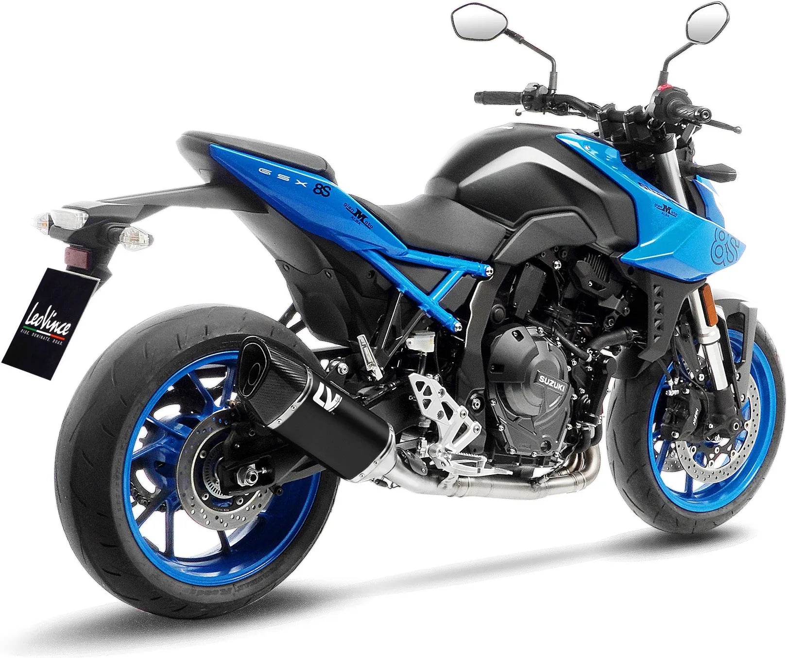 Impianto Di Scarico Completo Non Catalizzato E Senza Omologazione Suono Lv-14 R Acciaio Nero Fondello Carbonio - Leovince Compatibile Con Suzuki Gsx 8S (2023-2024)