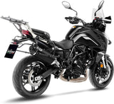 Terminale Di Scarico Senza Omologazione Suono Lv-14 Acciaio Nero Fondello Carbonio - Leovince Compatibile Con Benelli Trk 702 - X (2023-2024)