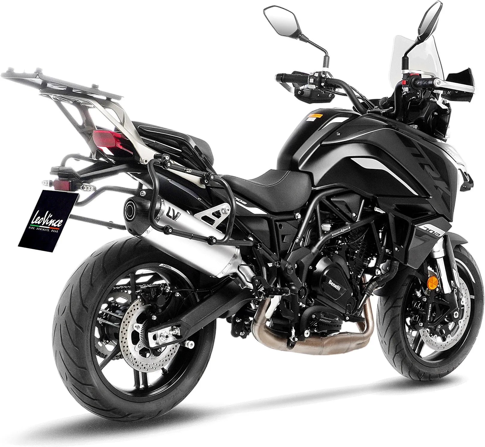 Terminale Di Scarico Senza Omologazione Suono Lv-14 Acciaio Fondello Carbonio - Leovince Compatibile Con Benelli Trk 702 - X (2023-2024)