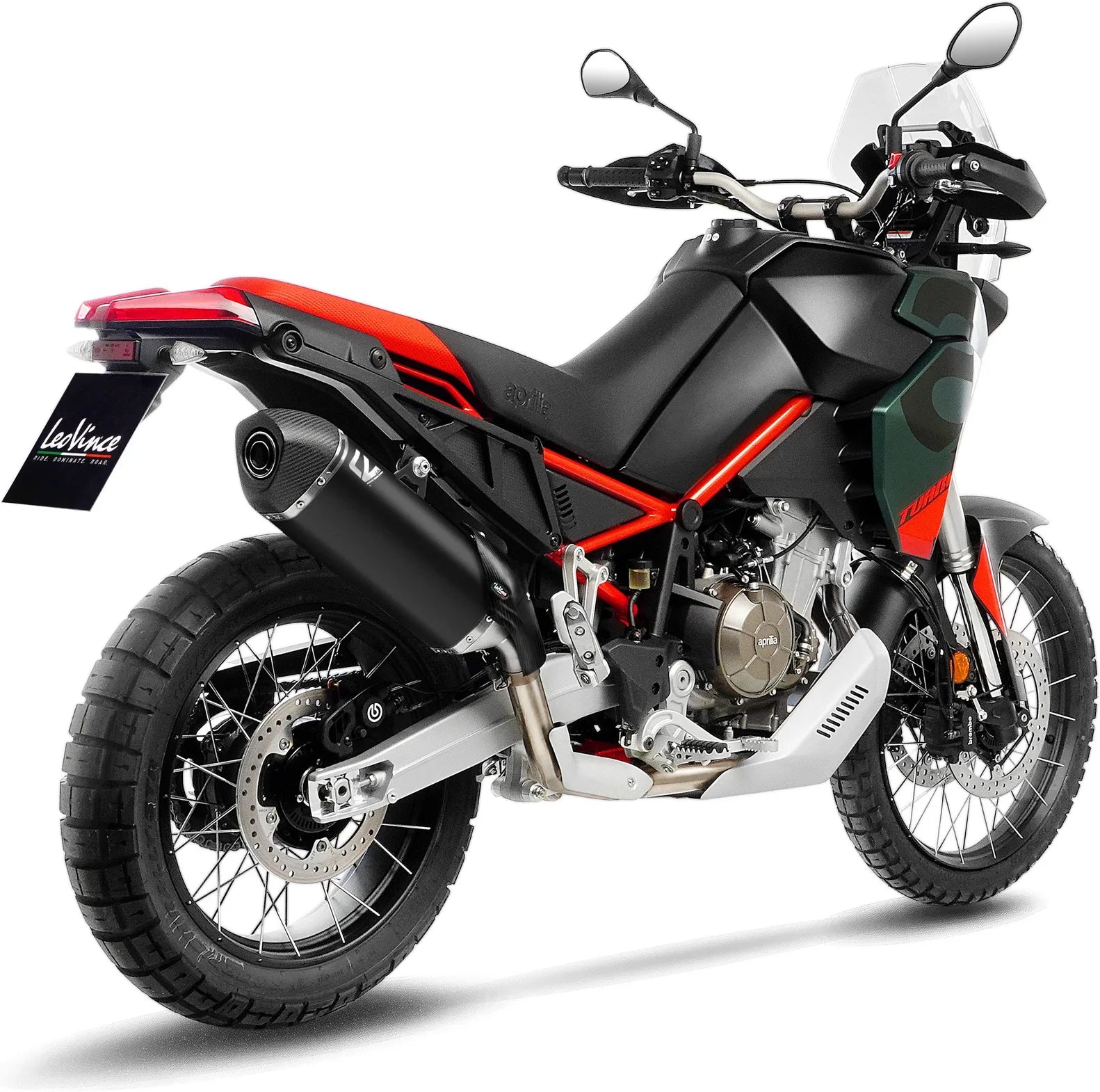 Terminale Di Scarico Senza Omologazione Suono Lv-14 Acciaio Nero Fondello Carbonio - Leovince Compatibile Con Aprilia Tuareg 660 (2022-2024)