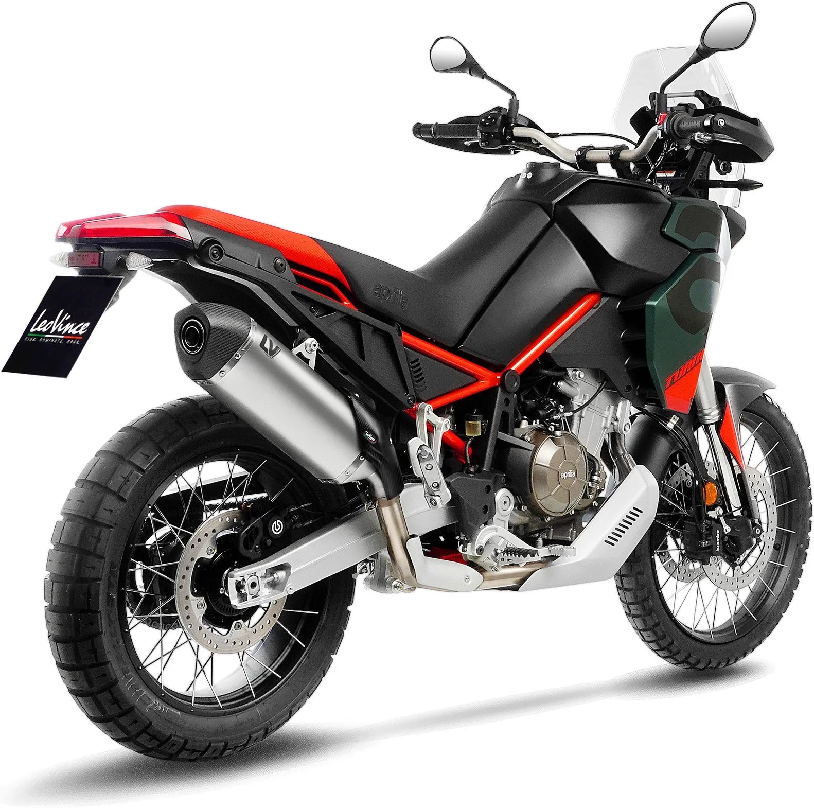 Terminale Di Scarico Con Omologazione Suono Lv-14 Titanio Fondello Carbonio - Leovince Compatibile Con Aprilia Tuareg 660 (2022-2024)
