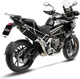 Terminale Di Scarico Con Omologazione Suono Lv-14 Acciaio Nero Fondello Carbonio - Leovince Compatibile Con Triumph Tiger 1200 Gt Rally (2022-2024)
