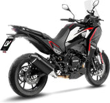 Terminale Di Scarico Con Omologazione Suono Lv-14 Acciaio Nero Fondello Carbonio - Leovince Compatibile Con Moto Morini X-Cape 700 (2025-2026)