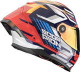 Casco Integrale Per Moto Scorpion Exo Exo-Race Air Ultra Tct / Carbon Blu Giallo Rosso Kobra Taglia Xl