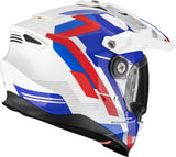 Casco Integrale Per Moto Scorpion Exo Adf-9000 Air Ultra Tct Bianco Blu Rosso Patrol Taglia Xs