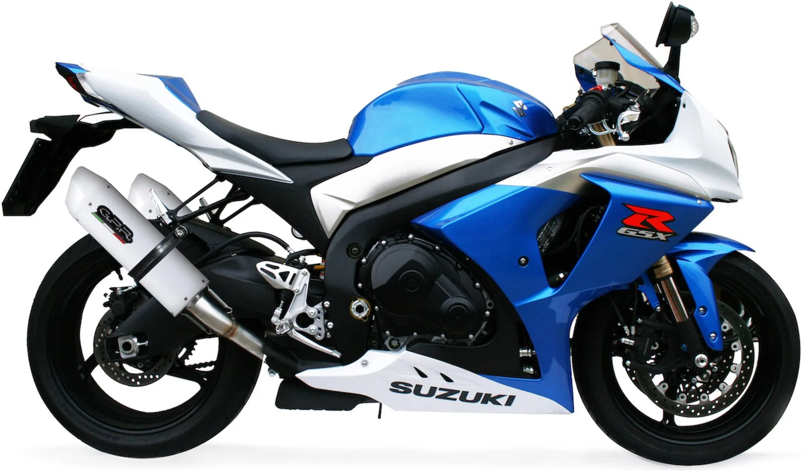 Doppio Terminale Di Scarico Con Omologazione Suono Albus Ceramic Alluminio Bianco - Gpr Compatibile Con Suzuki Gsx-R 1000 K9 (2009-2011)