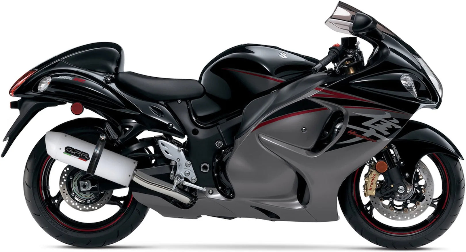 Doppio Terminale Di Scarico Con Omologazione Suono Albus Ceramic Alluminio Bianco - Gpr Compatibile Con Suzuki Hayabusa 1300 (2007-2016)