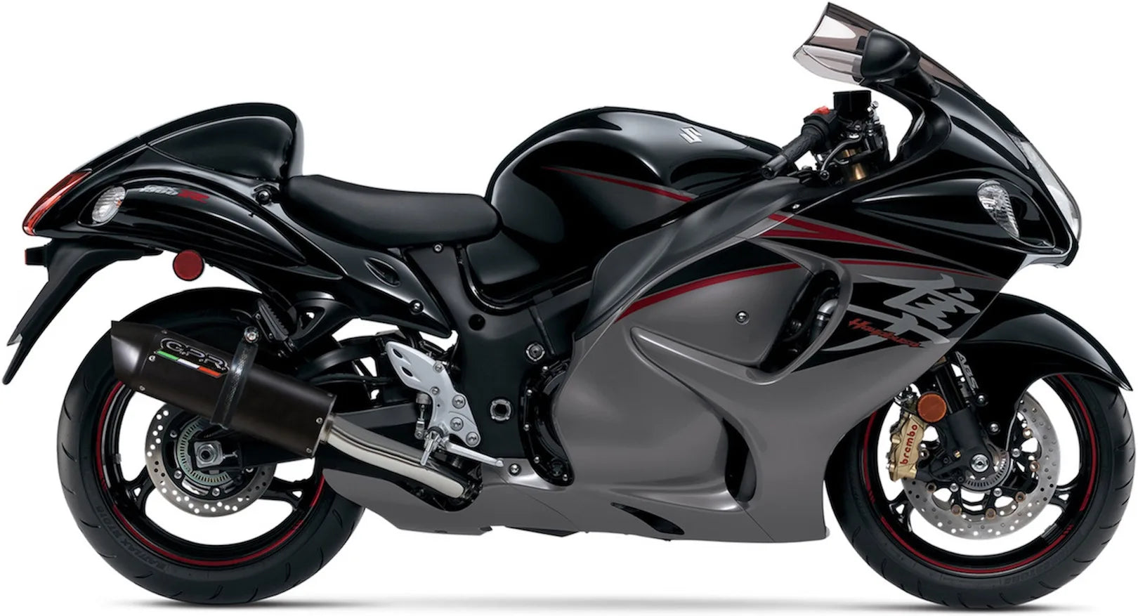 Doppio Terminale Di Scarico Con Omologazione Suono Furore Alluminio Nero - Gpr Compatibile Con Suzuki Hayabusa 1300 (2007-2016)