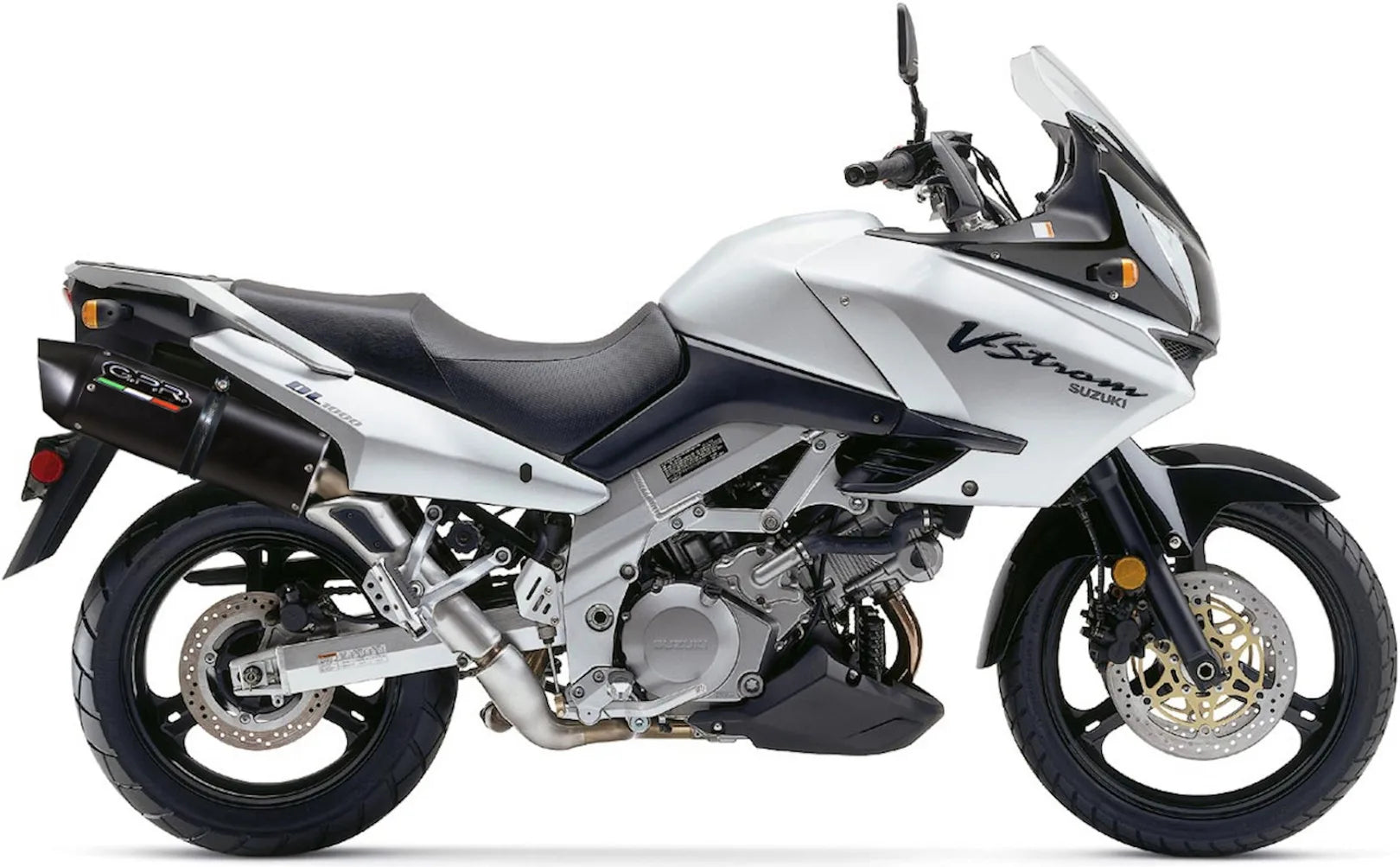 Doppio Terminale Di Scarico Con Omologazione Suono Furore Alluminio Nero - Gpr Compatibile Con Suzuki V-Strom Dl 1000 (2002-2013)
