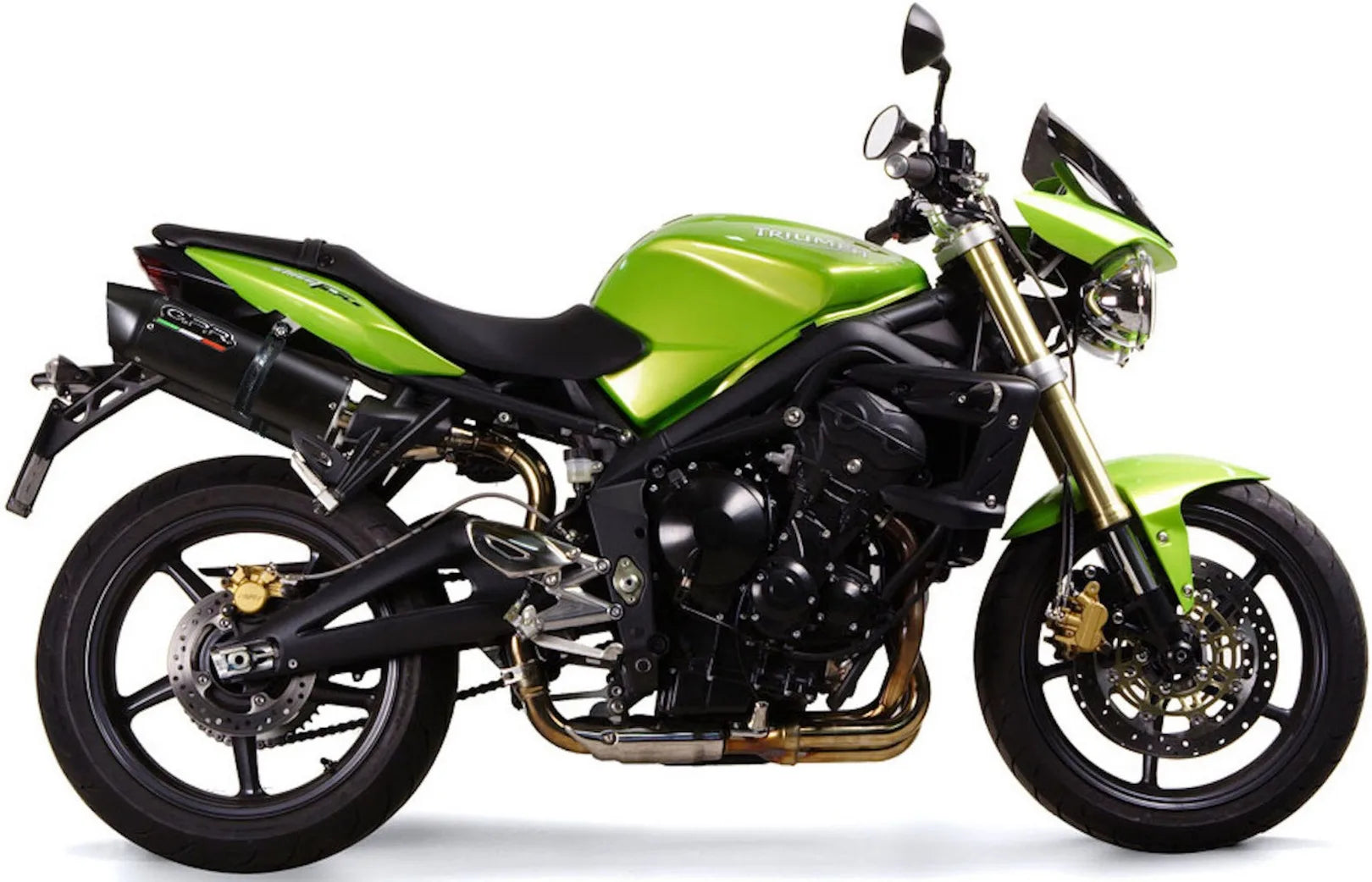 Doppio Terminale Di Scarico Catalizzato E Con Omologazione Suono Furore Alluminio Nero - Gpr Compatibile Con Triumph Street Triple 675 (2007-2012)