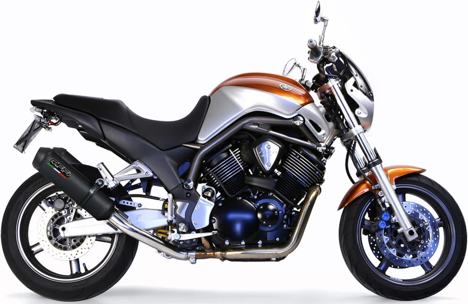 Doppio Terminale Di Scarico Con Omologazione Suono Ghisa Acciaio Nero - Gpr Compatibile Con Yamaha Bt 1100 Bulldog (2002-2007)