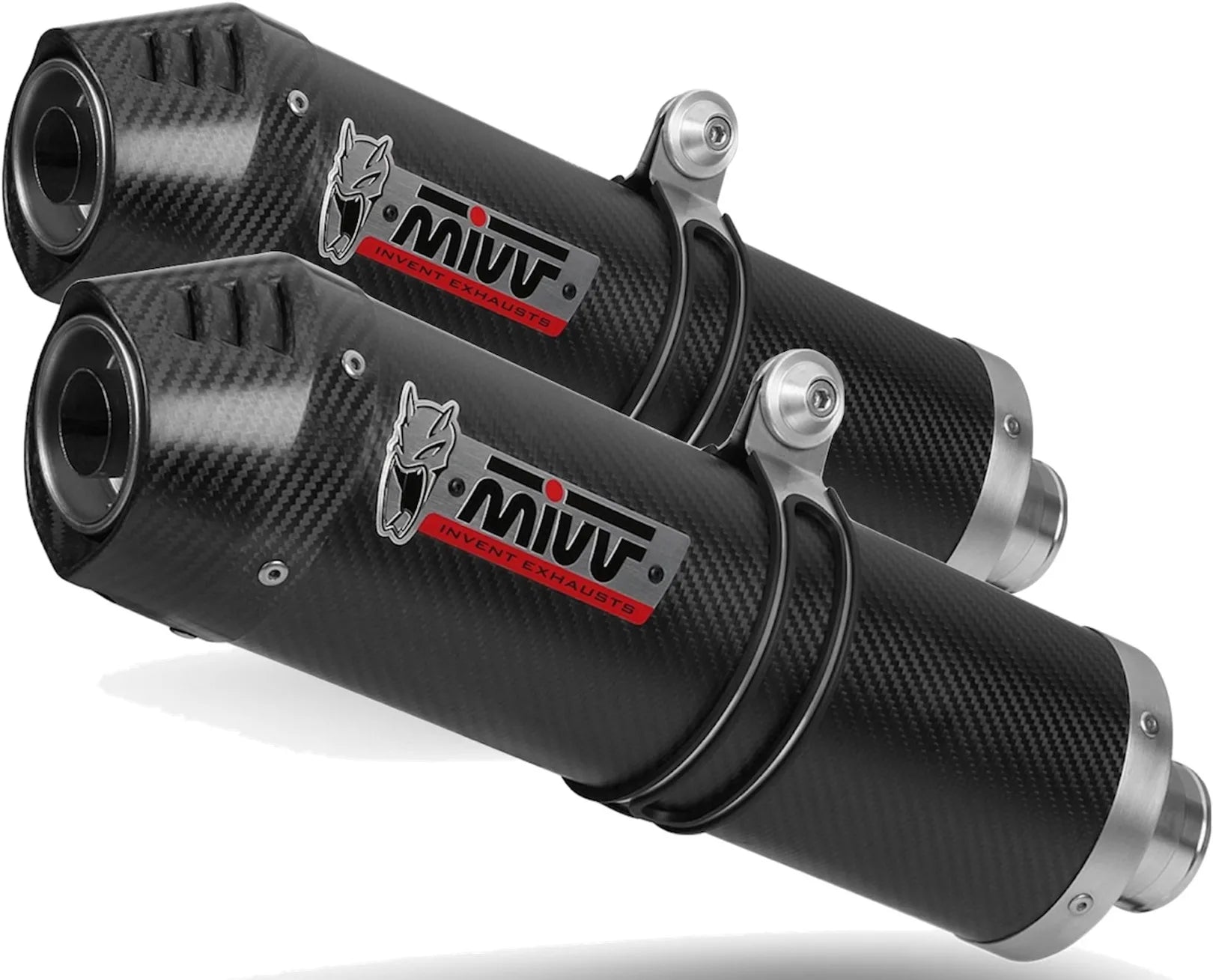 Doppio Terminale Di Scarico Con Omologazione Suono Oval Carbonio Carbonio - Mivv Compatibile Con Kawasaki Z 1000 (2007-2009)