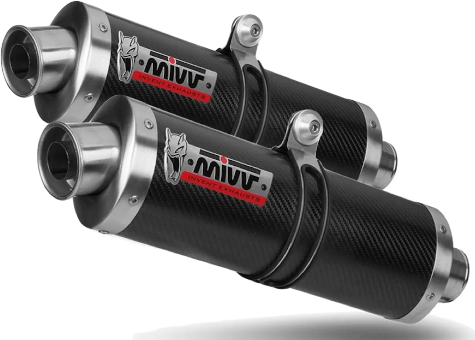 Doppio Terminale Di Scarico Con Omologazione Suono Oval Carbonio - Mivv Compatibile Con Suzuki Dl 1000 V-Strom (2002-2013)