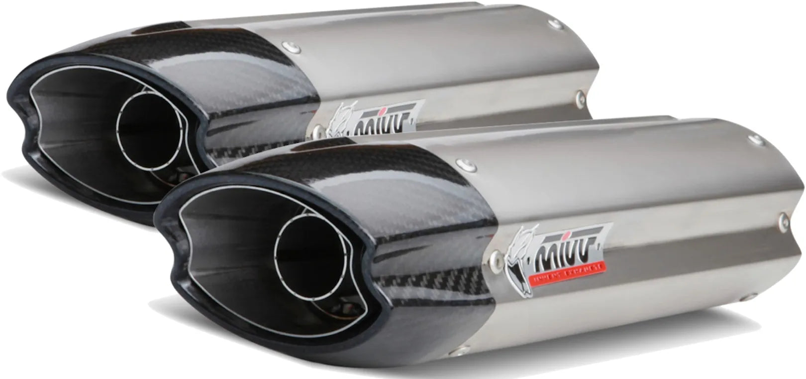 Doppio Terminale Di Scarico Non Catalizzato Con Omologazione Suono Suono Inox Carbonio - Mivv Compatibile Con Ducati 1098 (2007-2011)