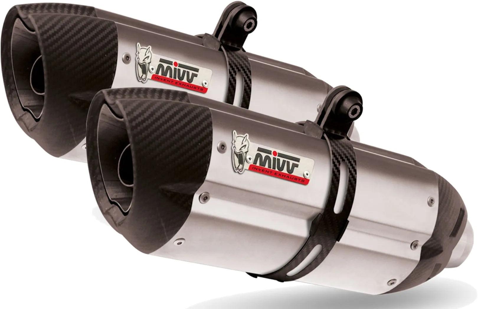 Doppio Terminale Di Scarico Catalizzato E Con Omologazione Suono Suono Inox Carbonio - Mivv Compatibile Con Aprilia Dorsoduro 1200 (2012-2016)