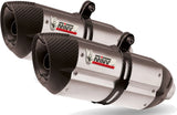 Doppio Terminale Di Scarico Con Omologazione Suono Suono Inox Carbonio - Mivv Compatibile Con Aprilia Dorsoduro 750 (2008-2016)