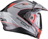 Casco Integrale Per Moto Scorpion Exo Adx-2 Polycarbonate Grigio Rosso Kamps Taglia Xs