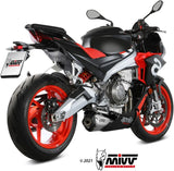 Impianto Di Scarico Completo Catalizzato E Con Omologazione Suono Delta Race Inox Carbonio - Mivv Compatibile Con Aprilia Tuono 660 (2021-2024)