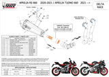 Impianto Di Scarico Completo Catalizzato E Con Omologazione Suono Delta Race Inox Carbonio - Mivv Compatibile Con Aprilia Tuono 660 (2021-2024)