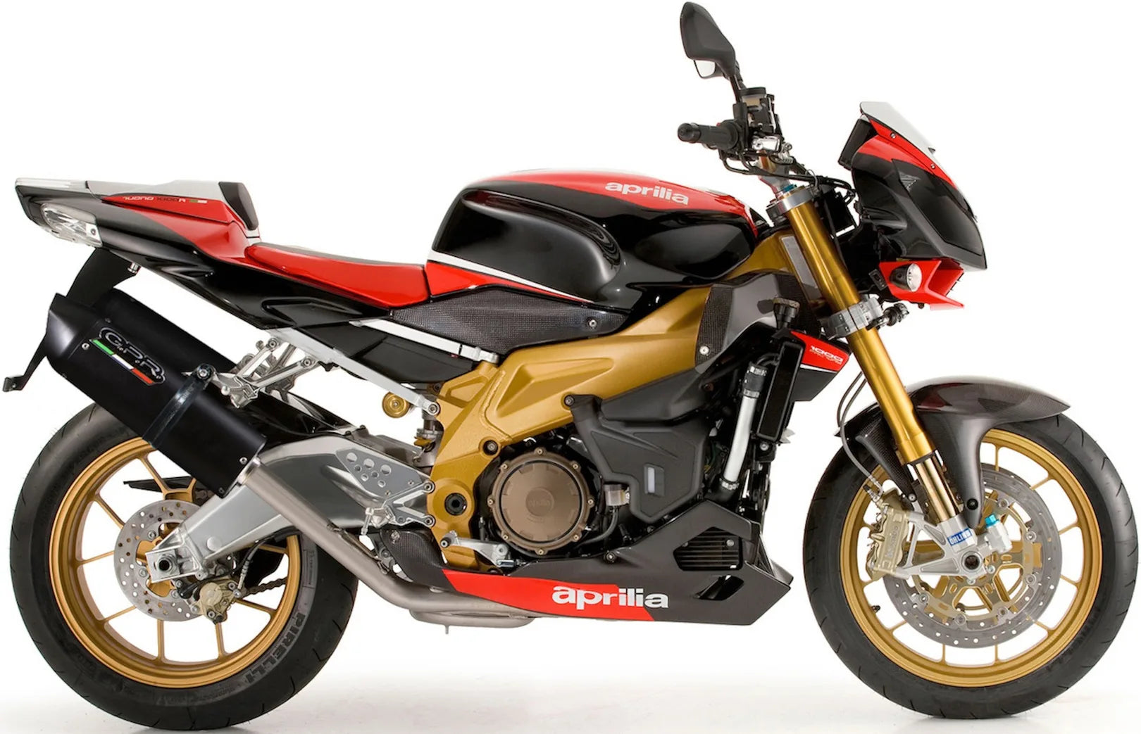 Doppio Terminale Di Scarico Con Omologazione Suono Furore Alluminio Nero - Gpr Compatibile Con Aprilia Tuono R 1000 Factory (2006-2010)