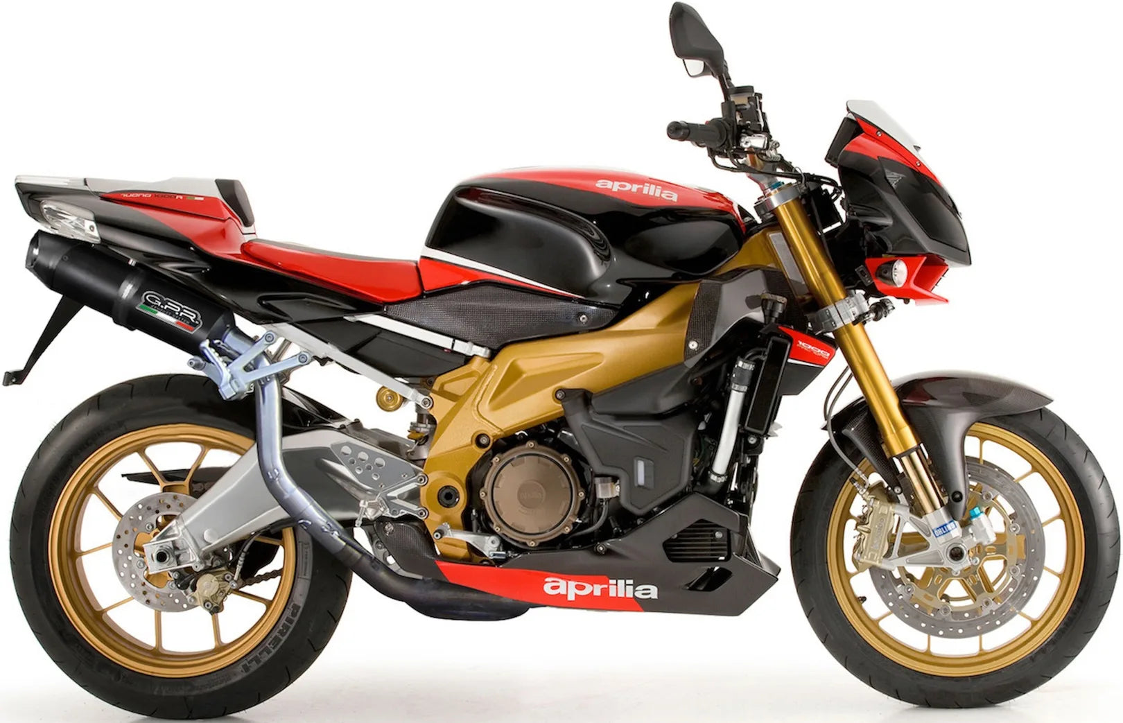 Doppio Terminale Di Scarico Con Omologazione Suono Furore Alluminio Nero - Gpr Compatibile Con Aprilia Tuono R 1000 Factory (2006-2010)