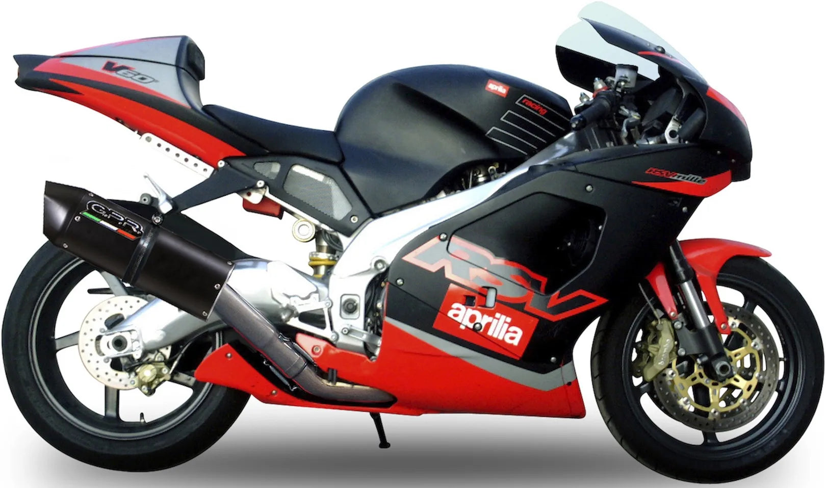Terminale Di Scarico Con Omologazione Suono Furore Alluminio Nero - Gpr Compatibile Con Aprilia Rsv 1000 - Sp (1998-2003)