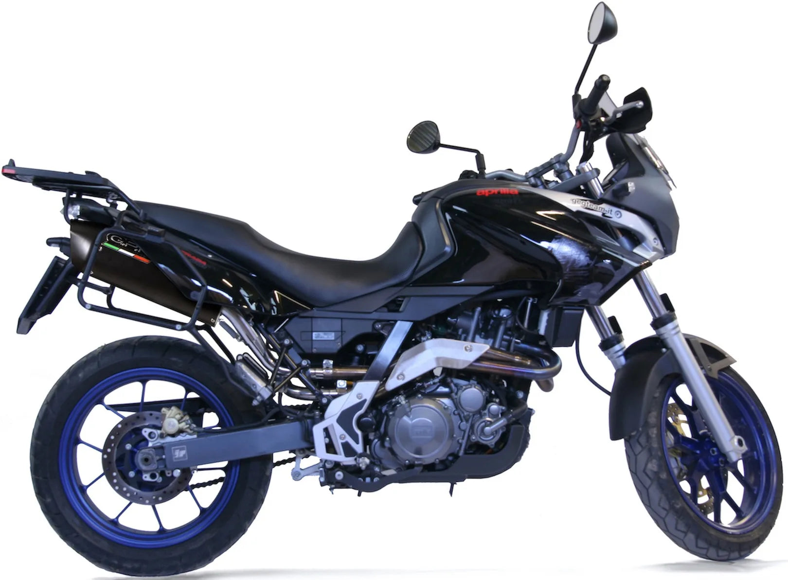 Doppio Terminale Di Scarico Con Omologazione Suono Furore Alluminio Nero - Gpr Compatibile Con Aprilia Pegaso 650 Strada (2005-2009)