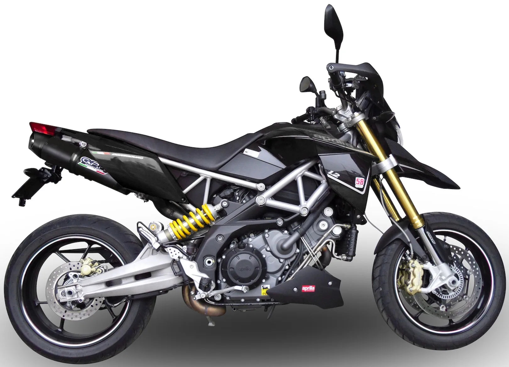 Doppio Terminale Di Scarico Con Omologazione Suono Furore Alluminio Nero - Gpr Compatibile Con Aprilia Dorsoduro 750 (2008-2016)