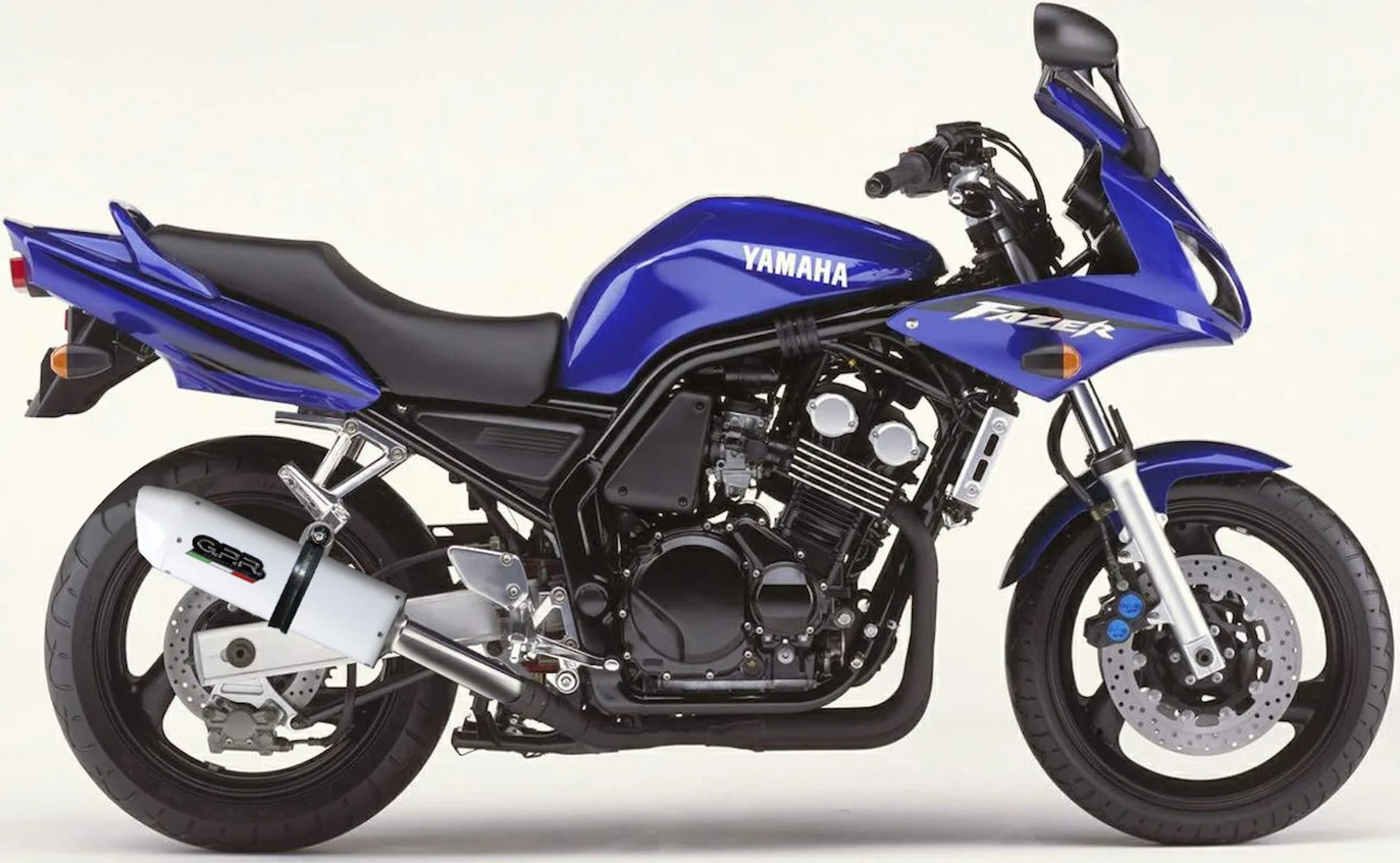Terminale Di Scarico Con Omologazione Suono Albus Ceramic Alluminio Bianco - Gpr Compatibile Con Yamaha Fzs 1000 Fazer (2001-2005)