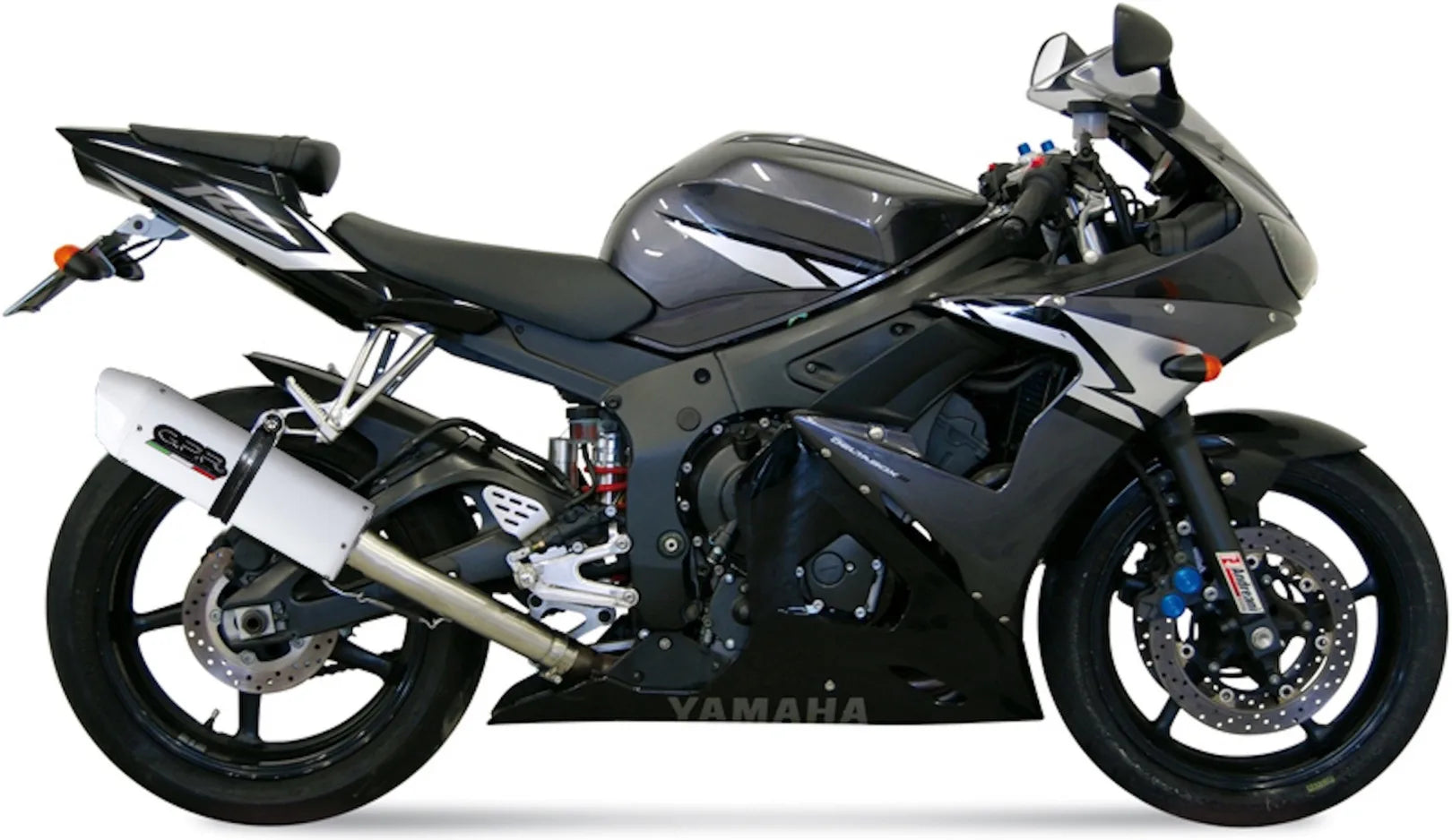 Terminale Di Scarico Con Omologazione Suono Albus Ceramic Alluminio Bianco - Gpr Compatibile Con Yamaha Yzf-R6 (2003-2005)
