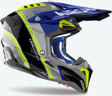 Casco Off-Road Per Moto Airoh Aviator 3 - Av3H18 Hpc Carbon Blu Gloss Hima Taglia Xxl