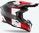 Casco Off-Road Per Moto Airoh Aviator 3 - Av3M16 Hpc Carbon Grigio Rosso Matto Monarch Taglia L