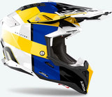Casco Off-Road Per Moto Airoh Aviator 3 - Av3M18 Hpc Carbon Blu Giallo Lucido Monarch Taglia M