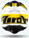 Casco Off-Road Per Moto Airoh Aviator 3 - Av3M18 Hpc Carbon Blu Giallo Lucido Monarch Taglia Xs