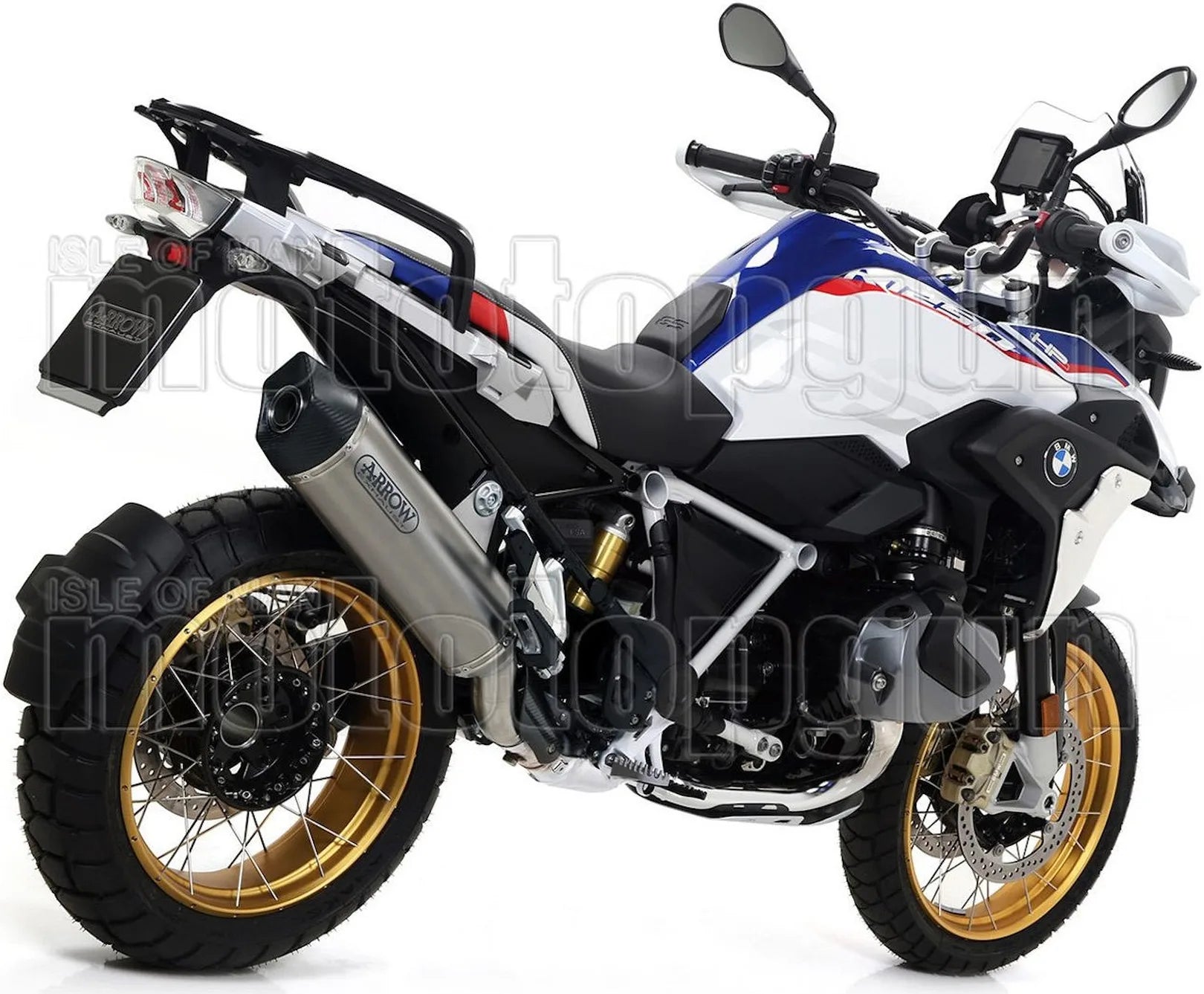 Impianto Di Scarico Completo Non Catalizzato E Con Omologazione Suono Maxi Race-Tech Alluminio / Titanio Carbonio - Arrow Special Parts Compatibile Con Bmw R 1250 Gs (2019-2024)
