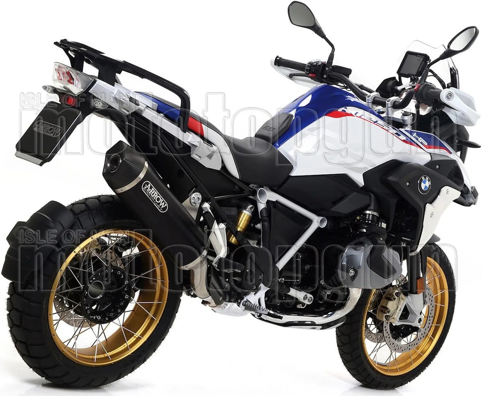 Impianto Di Scarico Completo Non Catalizzato E Con Omologazione Suono Maxi Race-Tech Alluminio Nero Carbonio - Arrow Special Parts Compatibile Con Bmw R 1250 Gs Adventure (2019-2024)