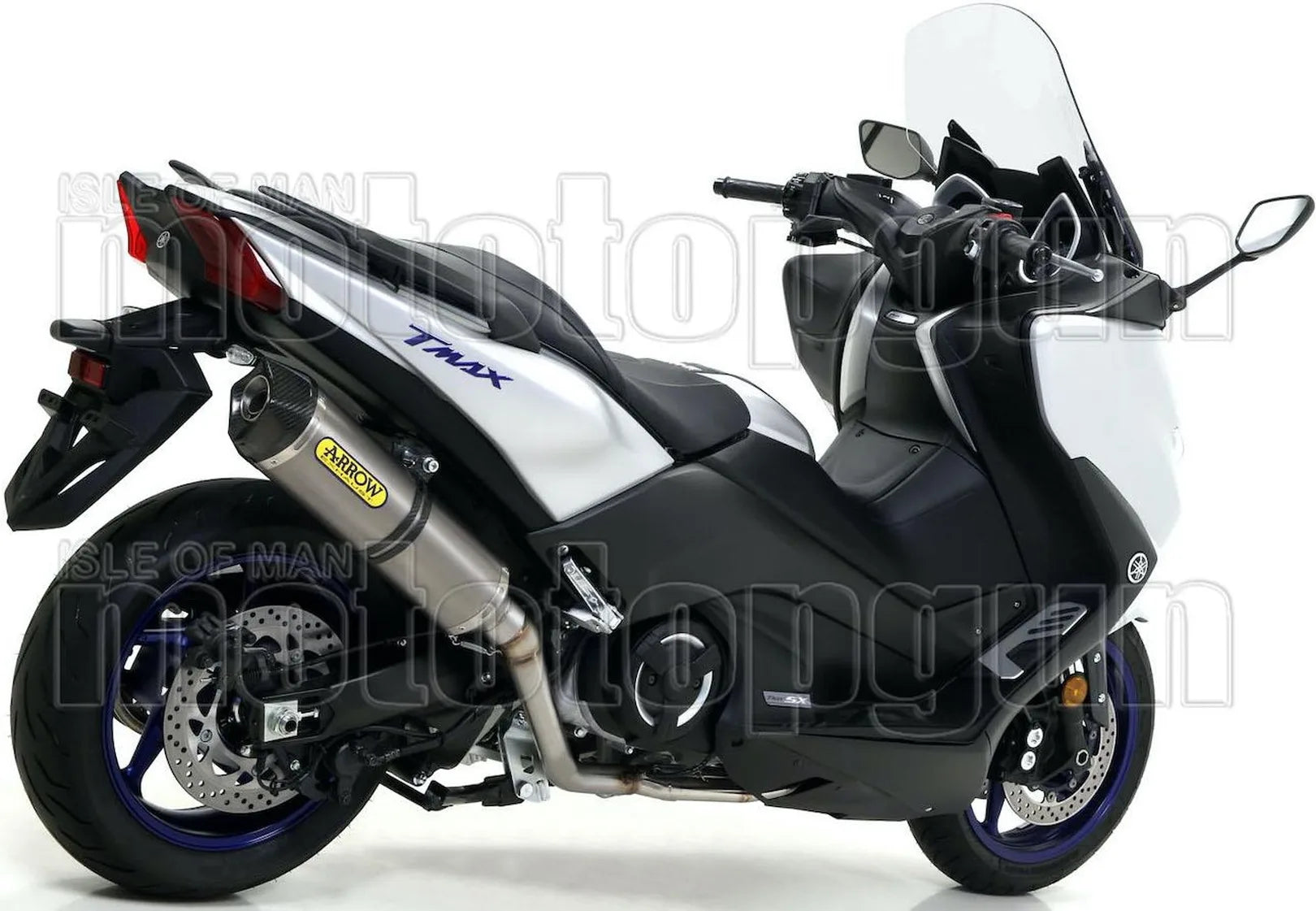 Impianto Di Scarico Completo Non Catalizzato E Con Omologazione Suono Race-Tech Alluminio Carbonio - Arrow Special Parts Compatibile Con Yamaha Xp 530 T-Max (2017-2019)