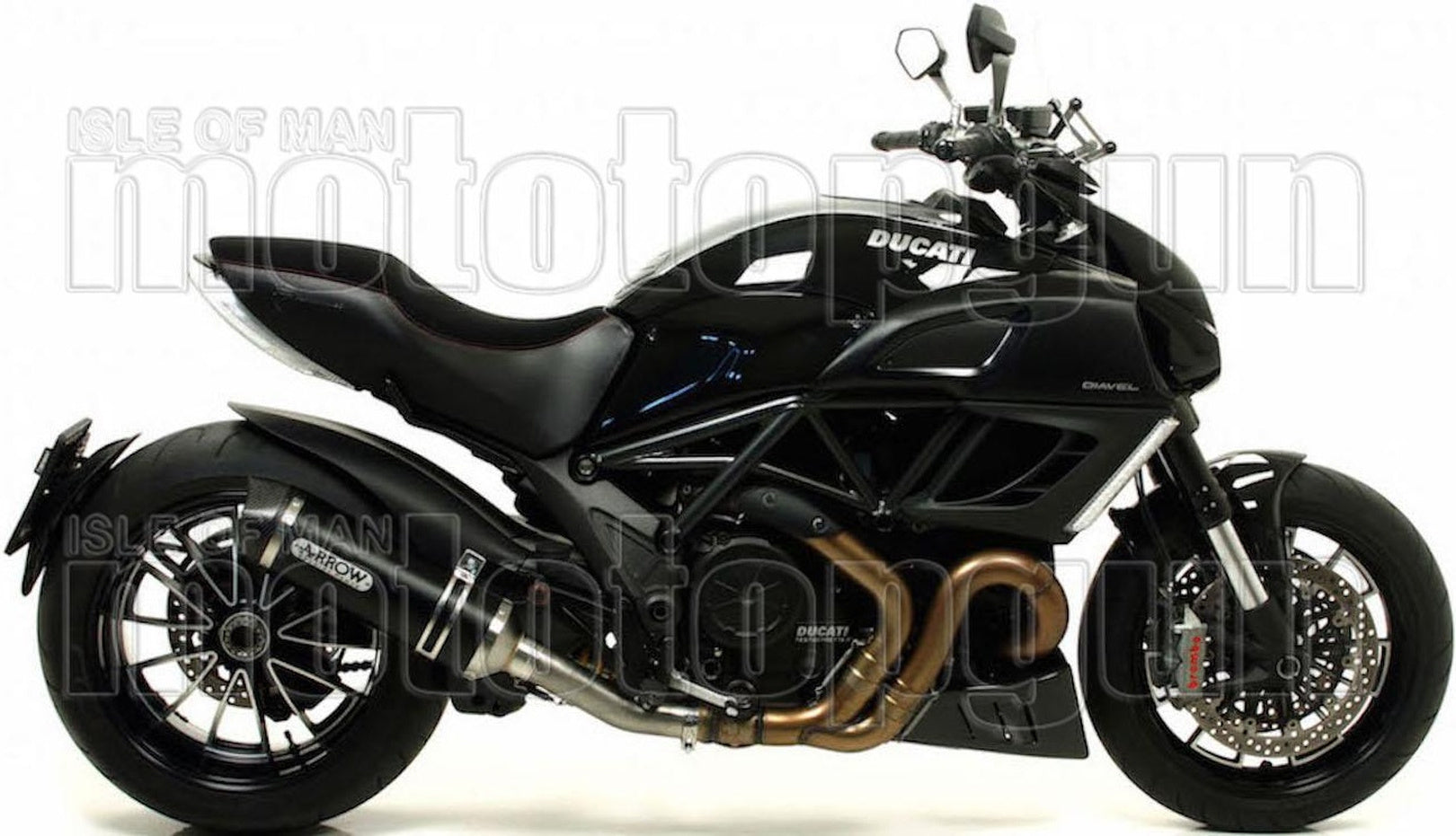 Catalytic Exhaust Tip With Sound Certification Race-Tech Black Aluminium Carbon - Arrow Special Parts Compatible With Ducati Diavel (2011-2016)