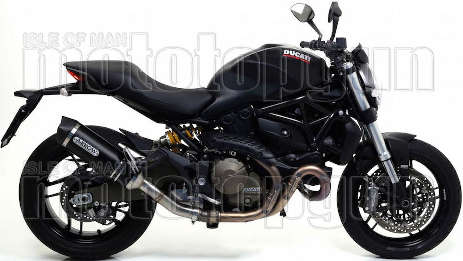 Catalytic Exhaust Tip With Sound Certification Race-Tech Black Aluminium Carbon - Arrow Special Parts Compatible With Ducati Monster 821 (2014-2017)