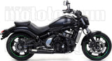 Impianto Di Scarico Completo Non Catalizzato E Con Omologazione Suono Rebel Alluminio Nero Carbonio - Arrow Special Parts Compatibile Con Kawasaki Vulcan 650 S Cafe (2017-2020)