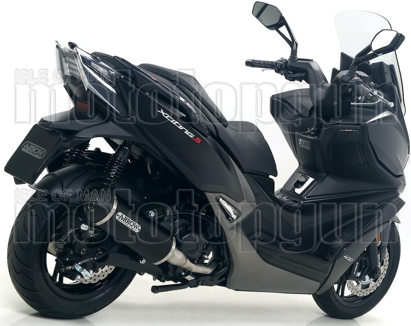 Exhaust Tip With Noise Certification Urban Black Aluminium Stainless Steel Black - Arrow Special Parts Compatible With Kymco Xciting 400 I S (2019-2020)