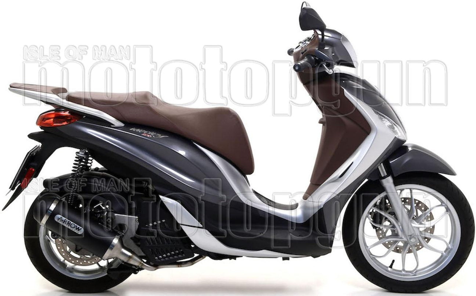Complete Non-Catalytic Exhaust System With Sound Certification Urban Black Aluminium Stainless Steel Black - Arrow Special Parts Compatible With Piaggio Medley 150 (2016-2019)
