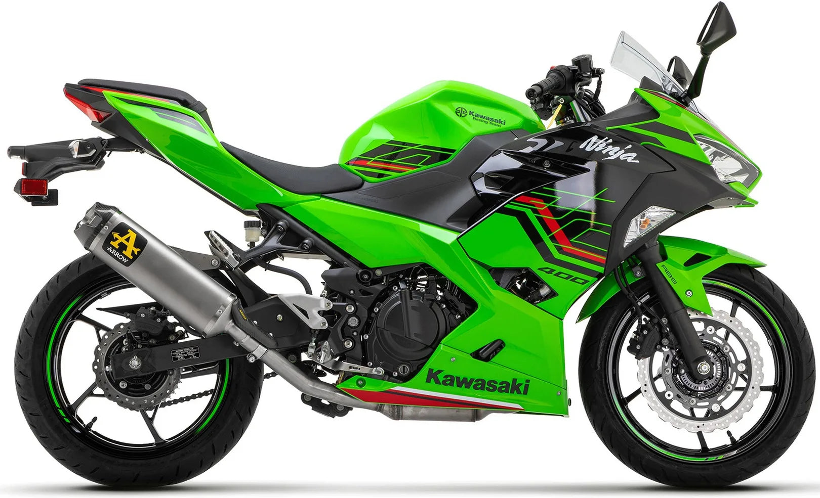 Terminale Di Scarico Con Omologazione Suono Indy-Race Alluminio Nero Carbonio - Arrow Special Parts Compatibile Con Kawasaki Ninja 400 (2023)