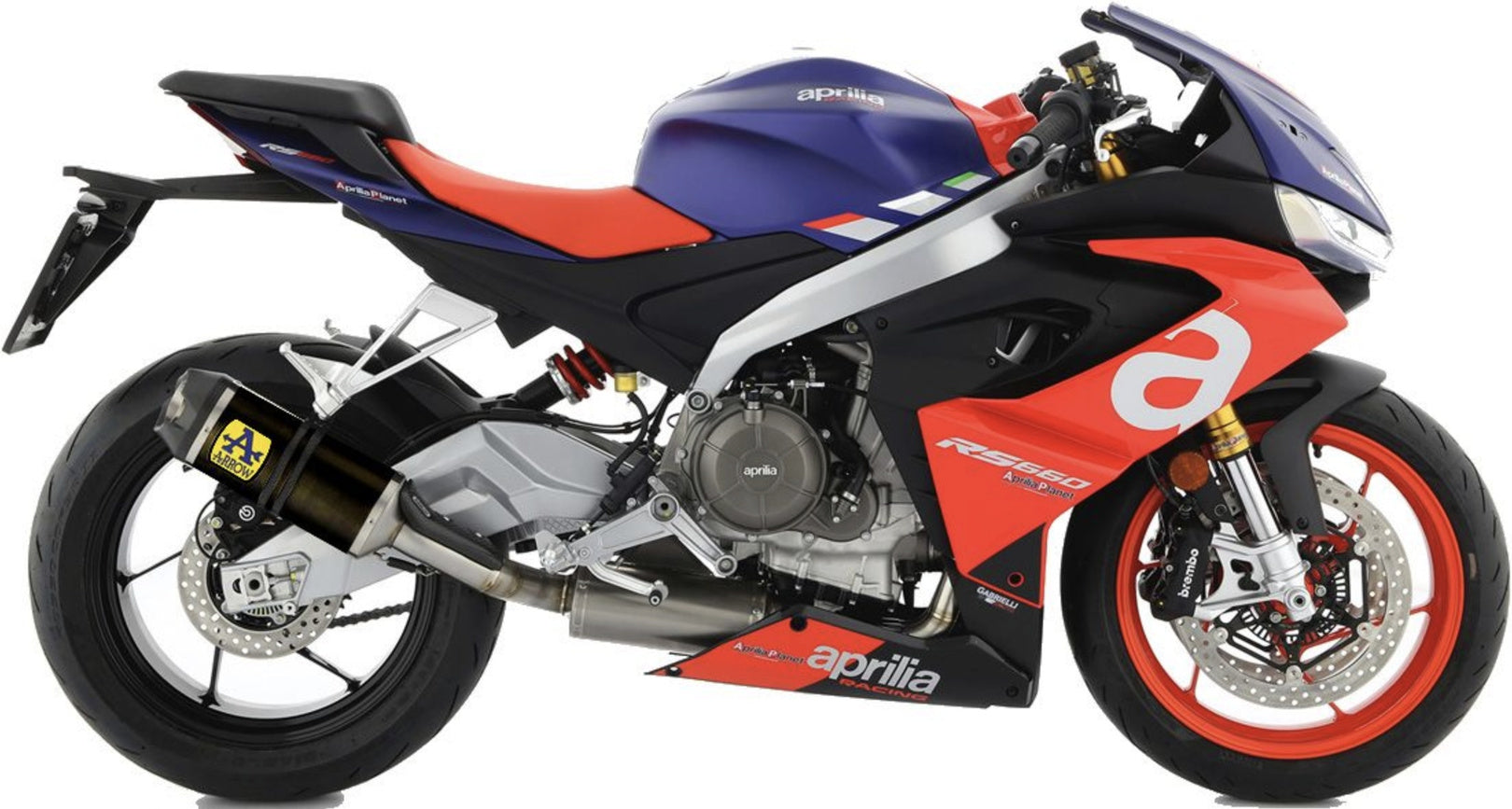 Complete Non-Catalytic Exhaust System With Sound Certification Indy-Race Black Aluminium Carbon - Arrow Special Parts Compatible With Aprilia Rs 660 (2020-2024)