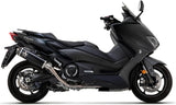 Impianto Di Scarico Completo Non Catalizzato E Con Omologazione Suono Indy-Race Titanio Nero Carbonio - Arrow Special Parts Compatibile Con Yamaha Xp 530 T-Max (2017-2019)