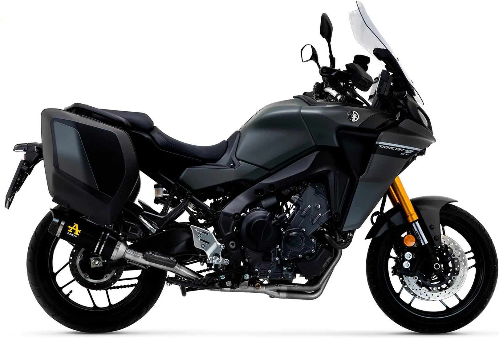 Impianto Di Scarico Completo Catalizzato E Con Omologazione Suono Thunder Alluminio Nero Carbonio - Arrow Special Parts Compatibile Con Yamaha Tracer 9 Gt (2021-2024)