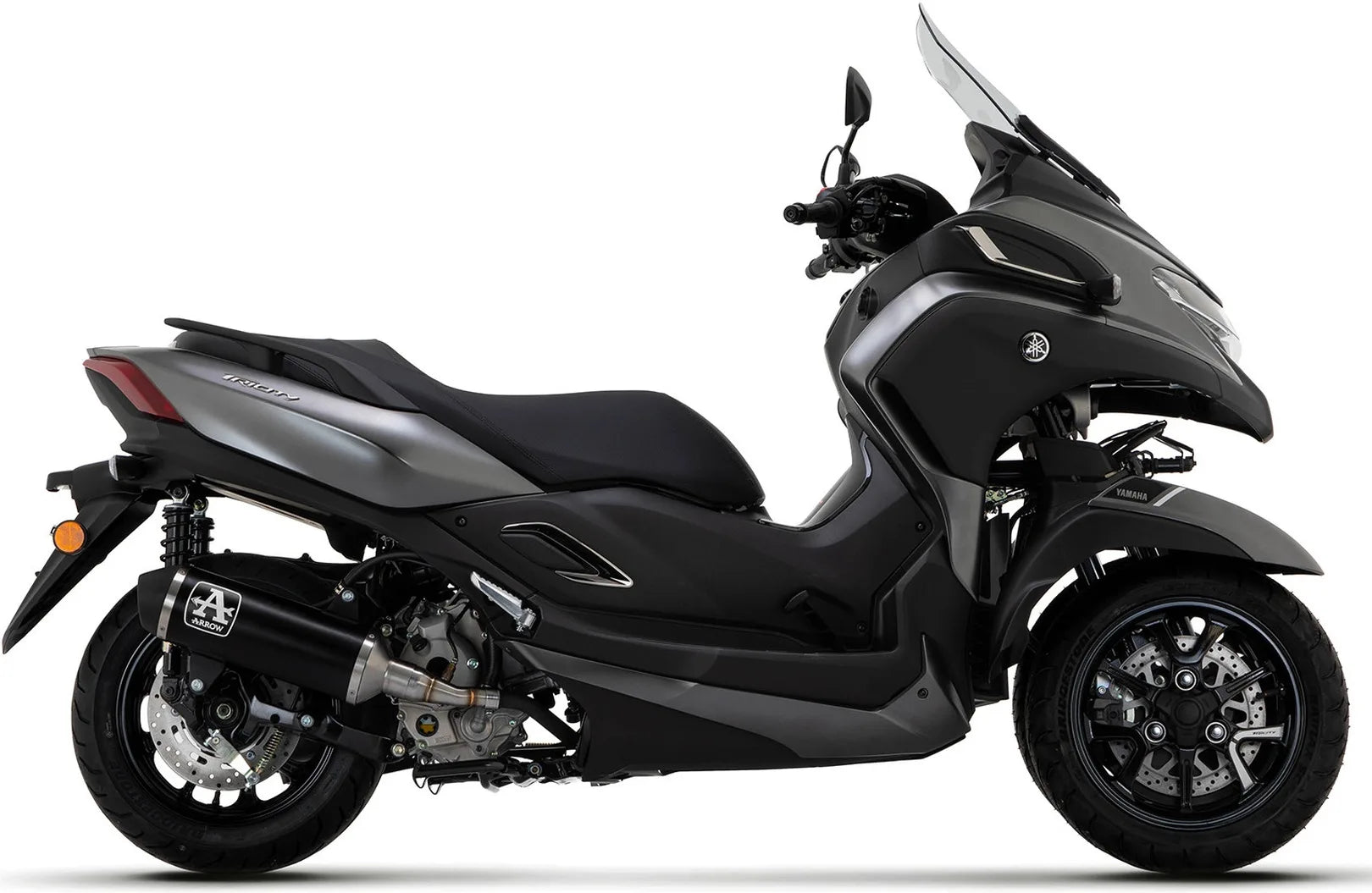 Terminale Di Scarico Catalizzato E Con Omologazione Suono Urban Alluminio Nero Acciaio Nero - Arrow Special Parts Compatibile Con Yamaha Tricity 300 (2021-2024)