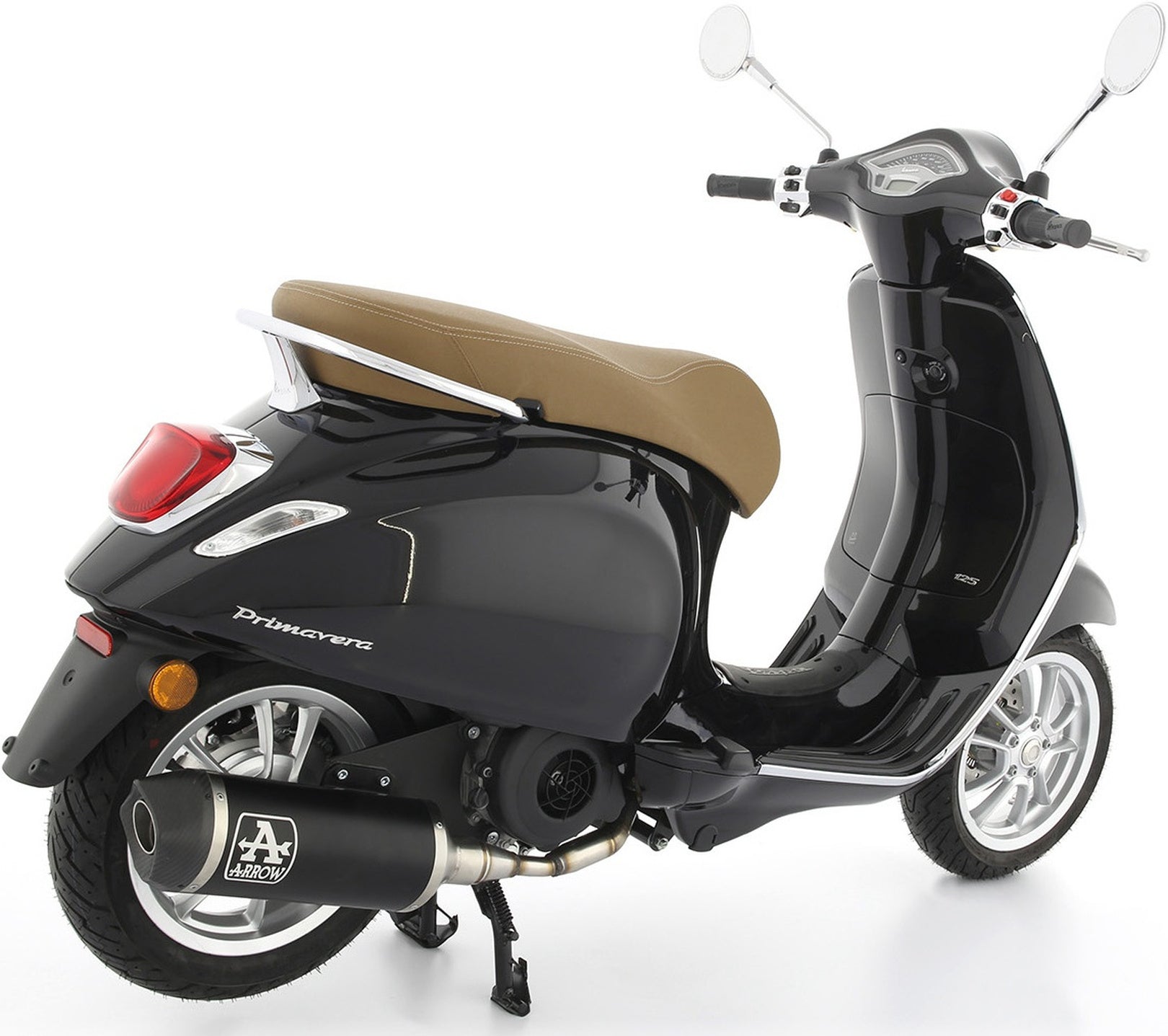 Complete Catalytic Exhaust System With Sound Certification Race-Tech Black Aluminium Carbon - Arrow Special Parts Compatible With Piaggio Vespa Sprint 125 3V (2021-2023)